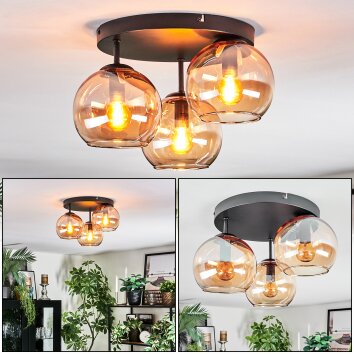 Koyoto Plafonnier, Boule lumineuse Ambre, 3 lumières Koyoto Plafonnier, Boule lumineuse Ambre, 3 lumières