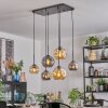 Ripoll Suspension, Boule lumineuse, Suspension Ambre, Fumé, 6 lumières