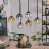 Koyoto Suspension, Boule lumineuse, Suspension Bleu, Or, Clair, Cuivré, Fumé, 6 lumières