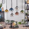 Koyoto Suspension, Boule lumineuse, Suspension Bleu, Or, Clair, Cuivré, Fumé, 6 lumières