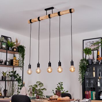 Soungou Suspension, Suspension Écru, Noir, 5 lumières