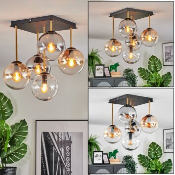 Gastor Plafonnier, Boule lumineuse Or, Noir, 5 lumières
