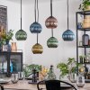 Koyoto Suspension, Boule lumineuse, Suspension Bleu, Or, Vert, Cuivré, 6 lumières