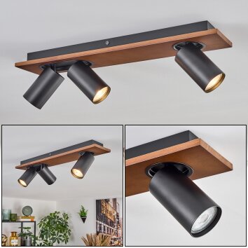 Dalan Plafonnier, Spot de plafond LED Écru, Noir, 3 lumières