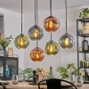 Ripoll Suspension, Boule lumineuse, Suspension Bleu, Vert, Cuivré, 6 lumières