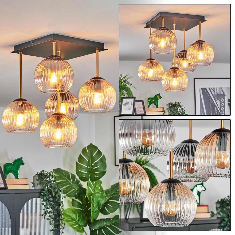 Koyoto Plafonnier, Boule lumineuse Or, Noir, 5 lumières main product photo