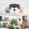 Gastor Plafonnier, Boule lumineuse Ambre, Chrome, Clair, Fumé, 3 lumières