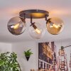 Gastor Plafonnier, Boule lumineuse Ambre, Chrome, Clair, Fumé, 3 lumières