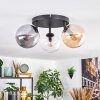 Gastor Plafonnier, Boule lumineuse Ambre, Chrome, Clair, Fumé, 3 lumières