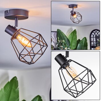 Yaak Plafonnier, Spot de plafond Noir, 1 lumière