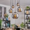 Koyoto Suspension, Boule lumineuse, Suspension Chrome, Fumé, 5 lumières