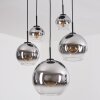 Koyoto Suspension, Boule lumineuse, Suspension Chrome, Clair, Fumé, 5 lumières