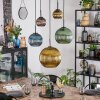 Koyoto Suspension, Boule lumineuse, Suspension Bleu, Or, Vert, Cuivré, 5 lumières