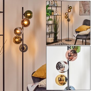 Koyoto Boule lumineuse, Lampadaire 32 cm Bleu, Chrome, Or, Vert, Cuivré, Fumé, 5 lumières