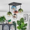 Gastor Plafonnier, Boule lumineuse Bleu, Chrome, Vert, Clair, Cuivré, Fumé, 5 lumières