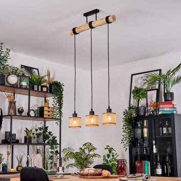 Barcos Suspension, Suspension Écru, Noir, 3 lumières Barcos Suspension, Suspension Écru, Noir, 3 lumières