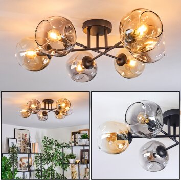 Ripoll Plafonnier, Boule lumineuse Ambre, Clair, Fumé, 6 lumières