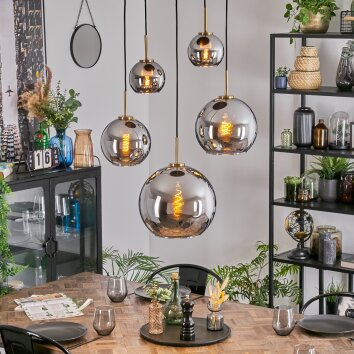 Koyoto Suspension, Boule lumineuse, Suspension Or, Noir, 5 lumières Koyoto Suspension, Boule lumineuse, Suspension Or, Noir, 5 lumières