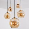 Koyoto Suspension, Boule lumineuse, Suspension Or, Noir, 5 lumières