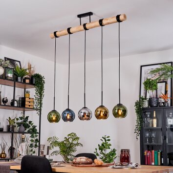 Koyoto Suspension, Boule lumineuse, Suspension Écru, Noir, 5 lumières