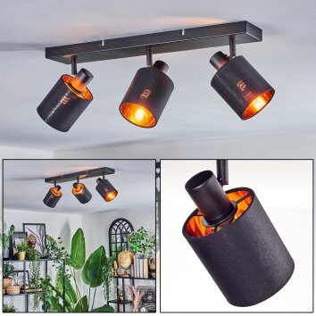Fallhagen Plafonnier, Spot de plafond Noir, 3 lumières