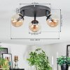 Chehalis Plafonnier, Boule lumineuse 40 cm Ambre, 3 lumières