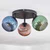 Koyoto Plafonnier, Boule lumineuse Bleu, Vert, Cuivré, 3 lumières