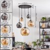 Ripoll Suspension, Boule lumineuse, Suspension Ambre, Fumé, 5 lumières