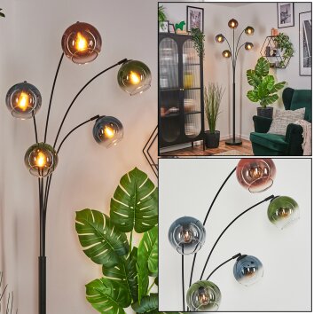 Koyoto Boule lumineuse, Lampadaire Bleu, Vert, Clair, Cuivré, 5 lumières