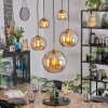 Koyoto Suspension, Boule lumineuse, Suspension Or, Noir, 5 lumières
