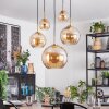 Koyoto Suspension, Boule lumineuse, Suspension Or, Noir, 5 lumières