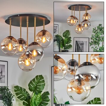 Gastor Plafonnier, Boule lumineuse Laiton, Noir, 5 lumières