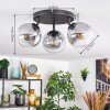 Gastor Plafonnier, Boule lumineuse 25 cm Clair, Fumé, 3 lumières