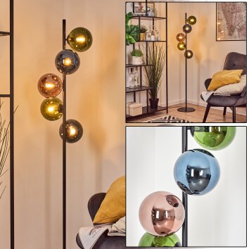 Gastor Boule lumineuse, Lampadaire 33 cm Bleu, Vert, Cuivré, 5 lumières