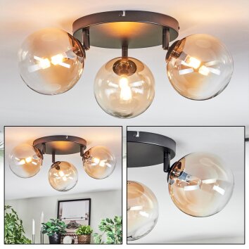 Chehalis Plafonnier, Boule lumineuse 48.5 cm Ambre, Clair, 3 lumières