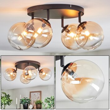 Chehalis Plafonnier, Boule lumineuse Ambre, Clair, 4 lumières