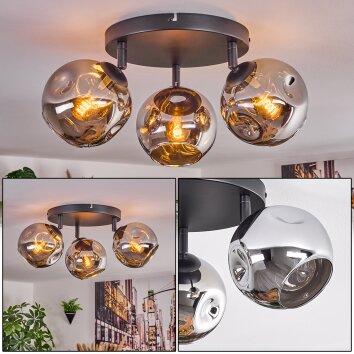 Ripoll Plafonnier, Boule lumineuse Chrome, Fumé, 3 lumières