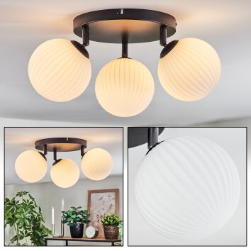 Chehalis Plafonnier, Boule lumineuse 25 cm Blanc, 3 lumières