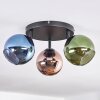 Koyoto Plafonnier, Boule lumineuse Bleu, Vert, Cuivré, 3 lumières