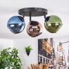 Koyoto Plafonnier, Boule lumineuse Bleu, Vert, Cuivré, 3 lumières