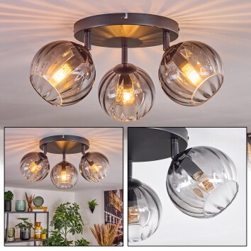 Koyoto Plafonnier, Boule lumineuse Clair, Fumé, 3 lumières