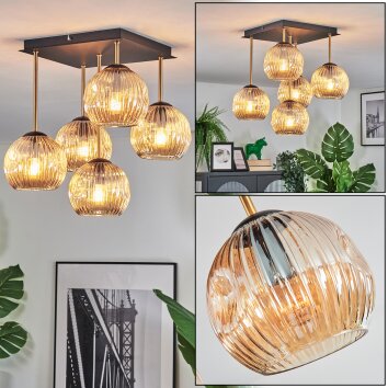 Ripoll Plafonnier, Boule lumineuse Or, Noir, 5 lumières