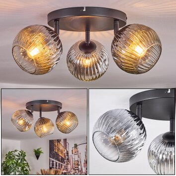 Ripoll Plafonnier, Boule lumineuse Clair, Fumé, 3 lumières