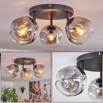 Ripoll Plafonnier, Boule lumineuse Clair, Fumé, 3 lumières