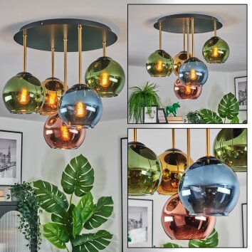 Koyoto Plafonnier, Boule lumineuse 45 cm Laiton, Noir, 5 lumières