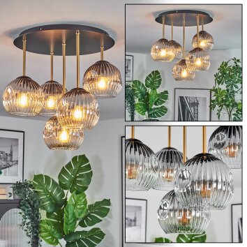 Ripoll Plafonnier, Boule lumineuse Laiton, Noir, 5 lumières