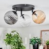 Chehalis Plafonnier, Boule lumineuse 25 cm Ambre, Clair, Fumé, 3 lumières