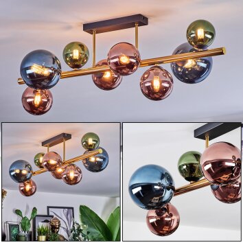 Chehalis Plafonnier, Boule lumineuse Or, Noir, 8 lumières