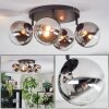 Chehalis Plafonnier, Boule lumineuse Chrome, Clair, Fumé, 4 lumières