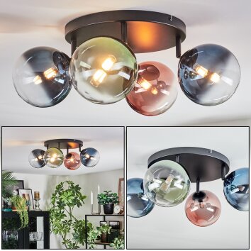 Chehalis Plafonnier, Boule lumineuse Bleu, Vert, Clair, Cuivré, 4 lumières